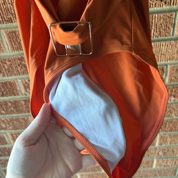 Grace Karin Orange One Piece Bathing Suit with Buckle Size Medium - Picture 5 of 7